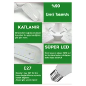 Üç Pervaneli Tasarruflu Ampul 40 W Led Lamba Beyaz E27 Duy 3600 Lümen Uzun Ömürlü 220 Volt 1 Adet thumbnail 7