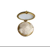 Porselen işlemeli likalı hokka, şık kaliteli zarif hokka, mürekkep kutusu, yuvarlak mavi thumbnail 2