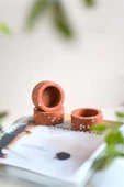 El Yapımı Terracotta Beton Tealight Mumluk 3'lü Set | Dekoratif Şamdan, Yüzük Tabağı thumbnail 3