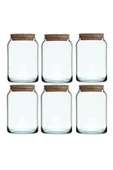 43583 Mantar Kapaklı Cam Kavanoz 860 cc Yeşil Renkli 6 adet thumbnail 1