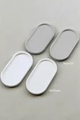 Beton Gri Oval Tepsi | El Yapımı Modern Takı, Mum ve Aksesuar Düzenleyici thumbnail 5