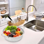 Paslanmaz Çelik Kulplu Çok Amaçlı Makarna Un Meyve Sebze Süzgeç 22 Cm thumbnail 2