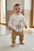 Pamuklu Müslin Kapşonlu Baskılı Bebek Takımı thumbnail 5