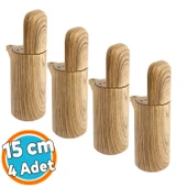 Mobilya Kanepe Koltuk Baza Yükseltme Ayağı Meşe Renk Sert Plastik Ayak 4 Adet 15 cm thumbnail 1