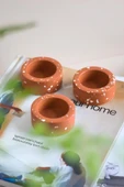El Yapımı Terracotta Beton Tealight Mumluk 3'lü Set | Dekoratif Şamdan, Yüzük Tabağı thumbnail 4