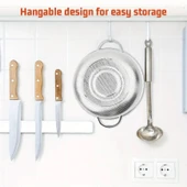 Paslanmaz Çelik Kulplu Çok Amaçlı Makarna Un Meyve Sebze 3'lü Süzgeç 25 22 19 Cm thumbnail 5