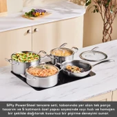 Karaca Powersteel 5Ply 316+ İndüksiyon Tabanlı 7 Parça Çelik Tencere Seti thumbnail 4