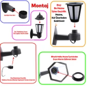 Bahçe Sokak Duvar Aplik Lamba Aydınlatma Lale Bahçe Armatürü Yandan Montaj E27 Duy Siyah Plastik thumbnail 3