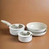 Karaca x Refika Swiss Crystal Almond Cream Easy Clip 7 Parça Tencere Seti thumbnail 1