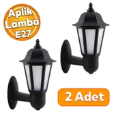 Bahçe Sokak Duvar Aplik Lamba Aydınlatma Lale Bahçe Armatürü Yandan Montaj E27 Duy Siyah Plastik thumbnail 2