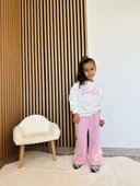 Cg Kids Barbie kabartma barbie yazı 3 iplik kumaş kız çocuk alt üst takım süper kalite sırt baskı ve eşofman detay - 1