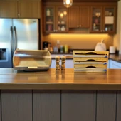 Bambu ekmeklik  ekmek dolabı - streç flim folyoluk tuzluk karaberlik 4 lü set thumbnail 4