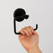 Kapaksız WC Kağıt Aparatı Vidalı Siyah Paslanmaz Metal Duvar Tipi Tuvalet Kağıtlık Banyo Aksesuarı thumbnail 4