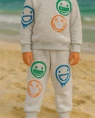 Cg Kids Smiley Renkli Gülenyüz Erkek Çocuk 3 İplik Şardonlu, Kapşonlu Alt Üst Takım Süper Kalite Kumaş - 3