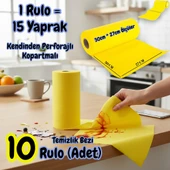 Technow Softtex 15 Kesimli Sarı Kopar Kullan Rulo Temizlik Bezi 27x30 Cm 10'lu thumbnail 1