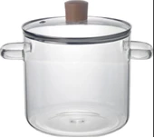 3'Lü Set Borosilikat Cam Tencere - Isıya Dayanıklı Ocak Üstü Cam Tencere thumbnail 3