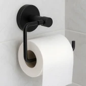 Kapaksız WC Kağıt Aparatı Vidalı Siyah Paslanmaz Metal Duvar Tipi Tuvalet Kağıtlık Banyo Aksesuarı thumbnail 5