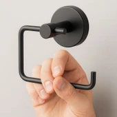 Kapaksız WC Kağıt Aparatı Vidalı Siyah Paslanmaz Metal Duvar Tipi Tuvalet Kağıtlık Banyo Aksesuarı thumbnail 2