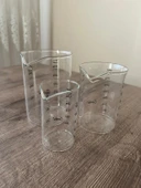 Borosiliksat 3'Lü Ölçü Kabı (500ML, 300ML, 125ML) Un, Şeker, Sıvı Ölçü Kabı - 2