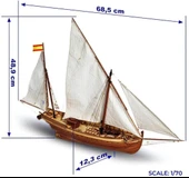 Occre 12001 1/70 Ölçek, San Juan, 69 cm. Yelkenli YükTeknesi, Ahşap Model Kiti thumbnail 4