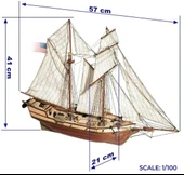 Occre 12500 1/100 Ölçek, Albatros, 57 cm. Yelkenli Sahil Muhafaza Gemisi, Ahşap Model Kiti thumbnail 4