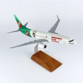 THY038 1/100 Ölçek, THY Karşıyaka Spor Logolu B737-800 Yolcu Uçağı, Sergilemeye Hazır Ahşap Standlı Model thumbnail 1