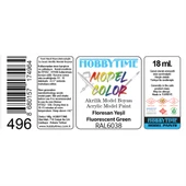 Hobbytime 496 18 ml. Floresan Yeşil, RAL6038 (Fluo.Green), Akrilik Model Boyası thumbnail 2