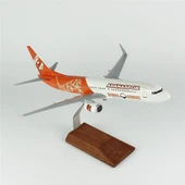 THY014 1/100 Ölçek, THY Adana Spor Logolu B737-800 Yolcu Uçağı, Sergilemeye Hazır Ahşap Standlı Model thumbnail 1