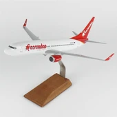 THY025 1/100 Ölçek, Corendon Airlines B737-800 Yolcu Uçağı, Sergilemeye Hazır Ahşap Standlı Model thumbnail 2