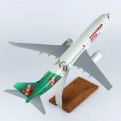 THY038 1/100 Ölçek, THY Karşıyaka Spor Logolu B737-800 Yolcu Uçağı, Sergilemeye Hazır Ahşap Standlı Model thumbnail 4