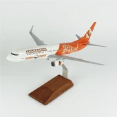 THY014 1/100 Ölçek, THY Adana Spor Logolu B737-800 Yolcu Uçağı, Sergilemeye Hazır Ahşap Standlı Model thumbnail 2