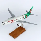 THY038 1/100 Ölçek, THY Karşıyaka Spor Logolu B737-800 Yolcu Uçağı, Sergilemeye Hazır Ahşap Standlı Model thumbnail 2