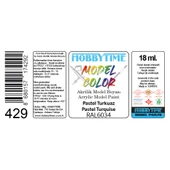 Hobbytime 429 18 ml. RAL6034 Pastel Turkuaz (Pastel Turquise), Akrilik Model Boyası thumbnail 2