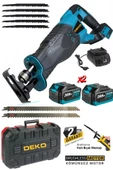 Deko BL Motor Çift Akülü 388VF Akülü Tilki Kuyruğu Testere Tuğla Beton Tahta Kesme Mak + 7 Ad Bıçak thumbnail 1