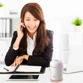 OLLEVRA Usb Rengarenk Işıklı 300 ml Ulrasonik Hava Nemlendirici Buhar Makinesi Ve Hava Aroma Difüzörü thumbnail 3