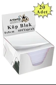 Masaüstü Küp Blok Not Kağıdı 20 Paket 8x8 cm Beyaz Küp Not Kağıdı Kare Kağıt Beyaz Boş Kağıt 400 Yaprak Hatırlatma Ofis thumbnail 1