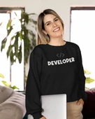 Yazılımcılara Özel Meta Developer Baskılı, Unisex, Sıfır Yaka Regular Sweatshirt, 2'li Takım thumbnail 8