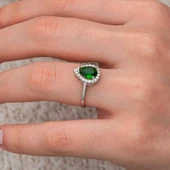 Gümüş Damla Zümrüt Taşlı Kadın Yüzük SL12650 thumbnail 10