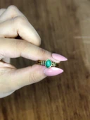 Doğal Taş Yeşil Akik Doğal Taşlı Antik Model Kadın Ayarlanabillir Yüzük euy81ya thumbnail 3