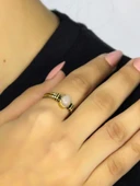 Doğal Taş Pembe Kuvars Taşlı Antik Model Kadın Ayarlanabillir Yüzük euy81pk thumbnail 2