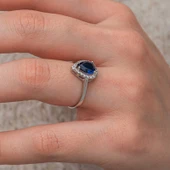 Gümüş Damla Safir Taşlı Kadın Yüzük  SL12643 thumbnail 4