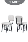 Elfin Mutfak Sandalyesi Yemek Odası Bahçe Balkon Otel Restoran Kafe Sandalyesi - 1 Adet - Krem - 2