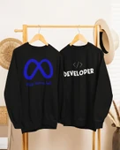 Yazılımcılara Özel Meta Developer Baskılı, Unisex, Sıfır Yaka Regular Sweatshirt, 2'li Takım thumbnail 1