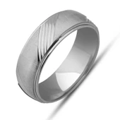 Gümüş Çizgi Desenli Rodyum Alyans SL12498 thumbnail 2