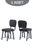 Elfin Mutfak Sandalyesi Yemek Odası Bahçe Balkon Otel Restoran Kafe Sandalyesi - 1 Adet - Siyah - 2