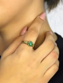 Doğal Taş Yeşil Akik Doğal Taşlı Antik Model Kadın Ayarlanabillir Yüzük euy81ya thumbnail 1