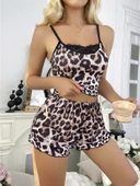 Leopar Desenli Şortlu Gecelik Pijama Takımı 5048 thumbnail 1