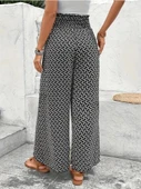 Kadın Yüksek Bel Lastikli önden Iki Parçalı Desenli Bürümcük Pantolon thumbnail 4