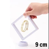 OLLEVRA 9x9 cm Standlı 3D Takı Ziynet Hatıra Koleksiyon Saklama Kutusu Şeffaf Film Çerçevesi thumbnail 3