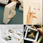 OLLEVRA 9x9 cm Standlı 3D Takı Ziynet Hatıra Koleksiyon Saklama Kutusu Şeffaf Film Çerçevesi thumbnail 4